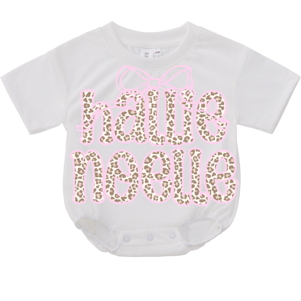PREORDER - CHEETAH PRINT BOW NAME BUBBLE