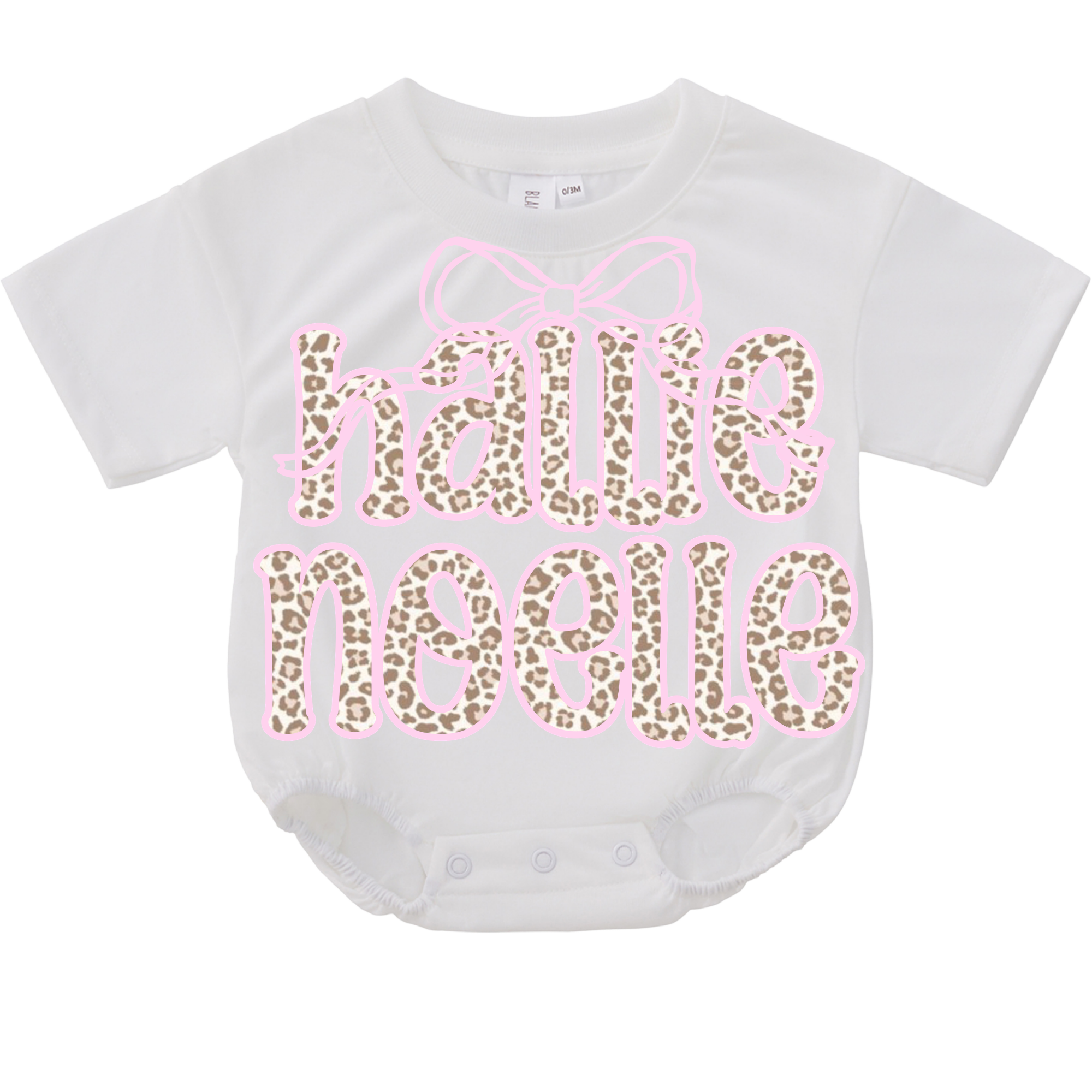 PREORDER - CHEETAH PRINT BOW NAME BUBBLE