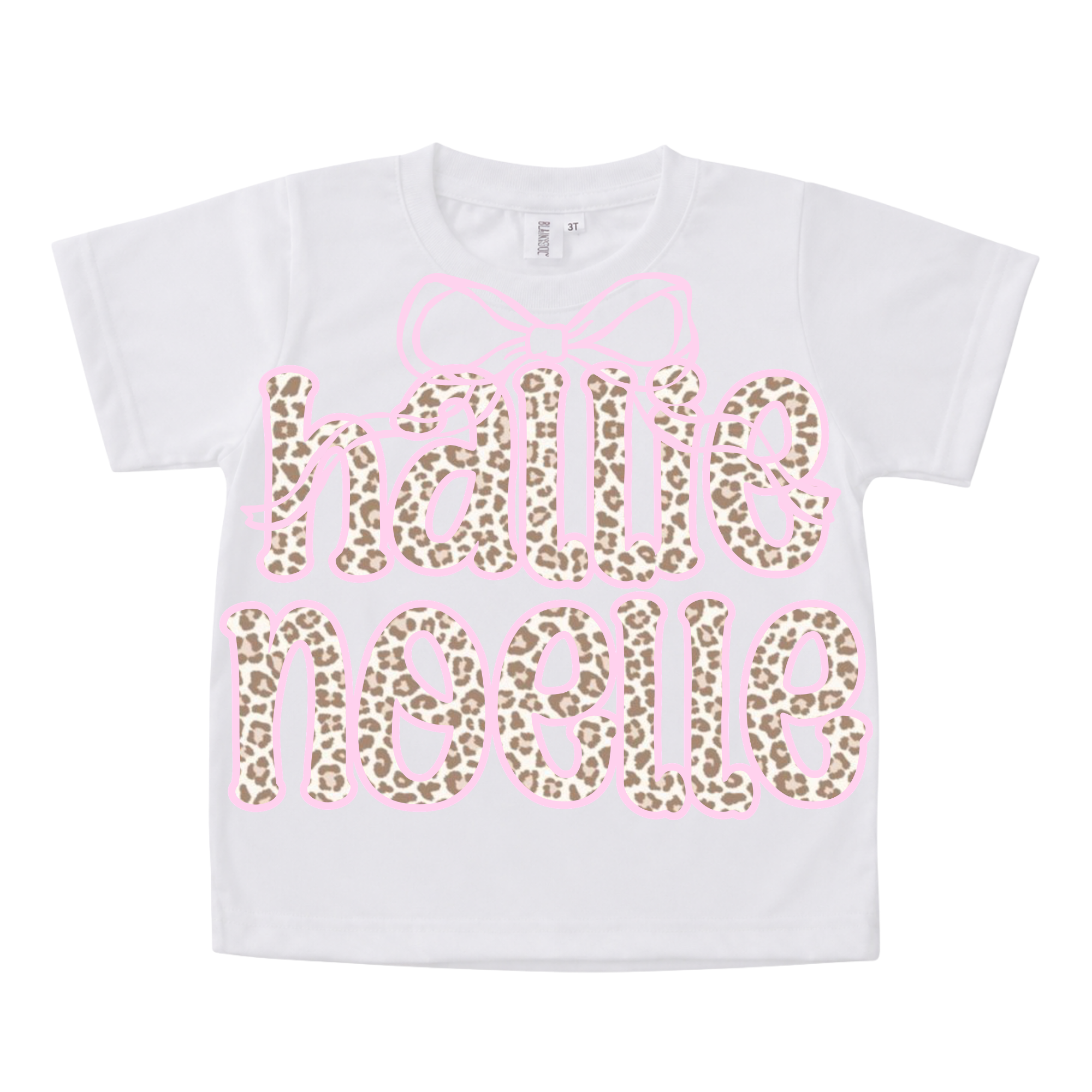 PREORDER - CHEETAH PRINT BOW NAME TEE